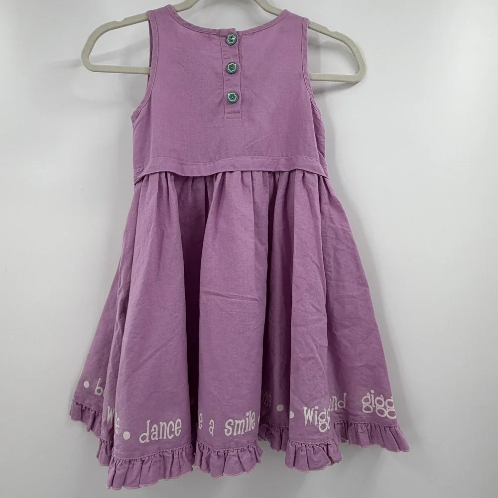 Matilda Jane Girls Dress Size 8 Purple Linen Sundress Ruffle Hem Pockets Whimsy